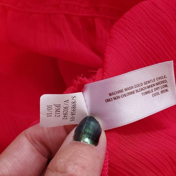 Old Navy Sheer Ruffle Chiffon Puff Sleeve Peasant Blouse Womens Size XXL Pink - Picture 12 of 12